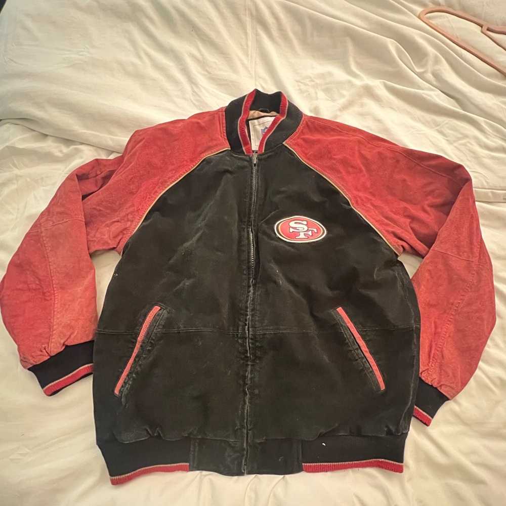 Official NFL 49ers Suede Leather Bomber Jacket